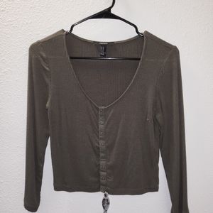 Green long sleeve crop top